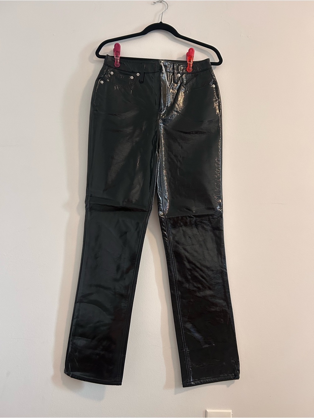 J. Crew Black Faux patent Leather Pants Size 27 4 Tall